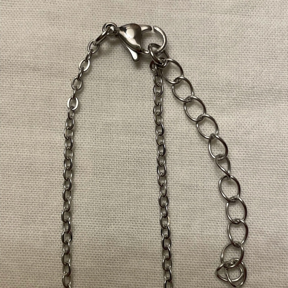 Silver Cow Tag Necklace with Faux Turquoise Stone - Picture 6 of 9